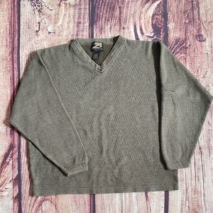 Vtg Rue 21 Guys Olive Green V Neck Sweatshirt With Hidden Sleeve Pocket